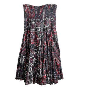 NWT Philosophy Bohemian Strapless Smocked Midi Dress Red & Blue Flowy Cottage SM